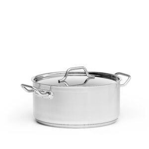 Kittel låg 10L 30cm med lock rostfritt stål, Patina