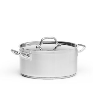 Kittel låg 12,8L 32cm med lock rostfritt stål, Patina