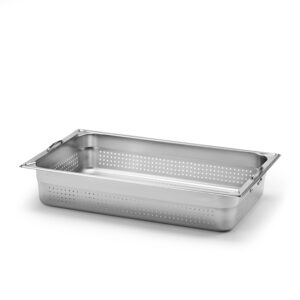 Kantin GN 1/1-100 med handtag Perforerad Rostfritt stål 18/10 Patina.