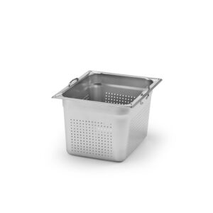 Kantin GN 1/2-200 med handtag Perforerad Rostfritt stål 18/10 Patina.