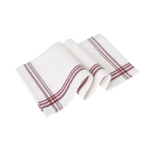 Handduk 50x70cm, bomull/linne Röd rand, Segers