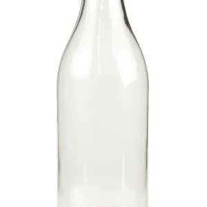 Glasflaska 1lit klar m. guldlock 255mm