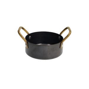 Minikastrull m. 2 mässinghandtag 12cm Vintage Tex-Mex
